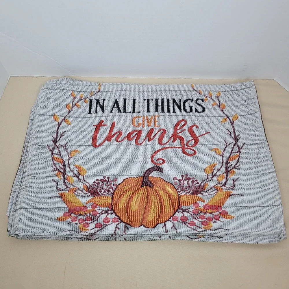Thanksgiving Autumn Pumpkin Fall Placemats Set of 6‎ Tspestry Table Decor